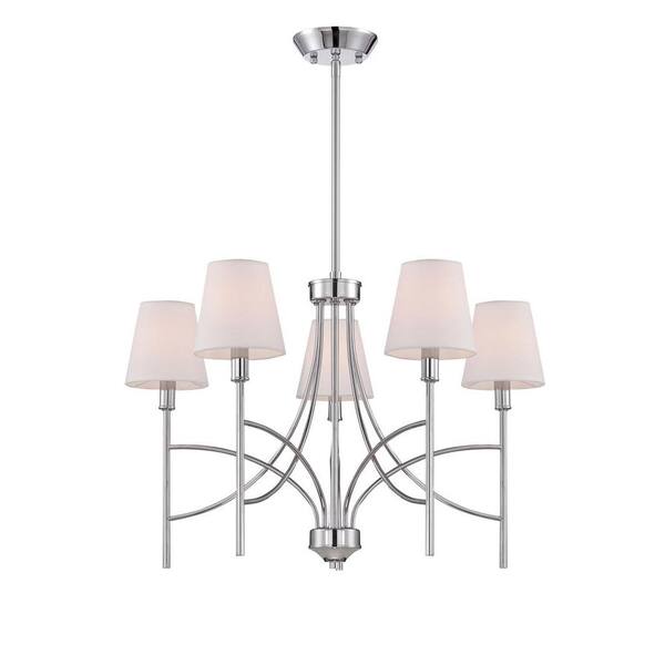 World Imports Millau Collection 5-Light Chrome Chandelier with Fabric Shade