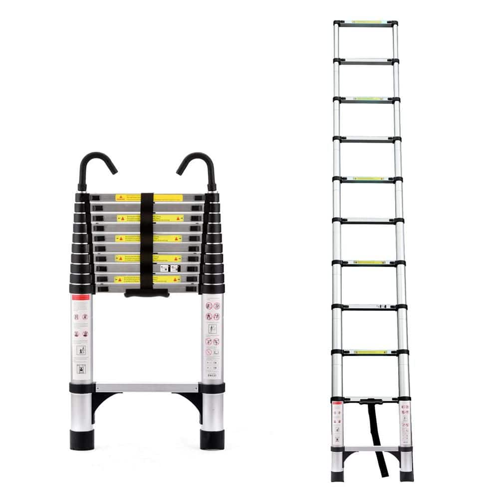 Telescoping Ladder, 10.5 ft. Aluminium Alloy Portable Extension Ladder for 
