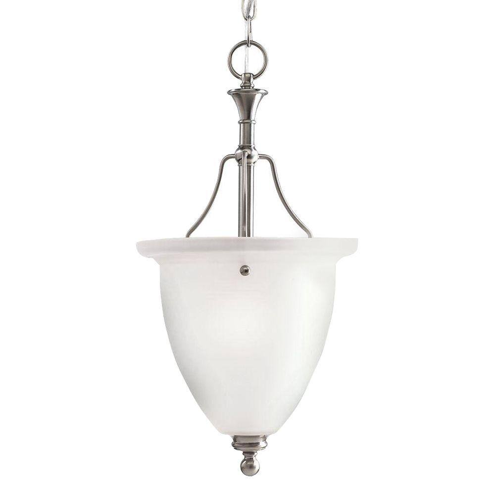 Madison 21" Brushed Nickel Inverted Pendant with Etched Glass Shade