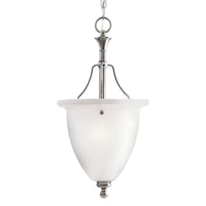 Madison Collection 1-Light Brushed Nickel Chandelier with Etched Glass