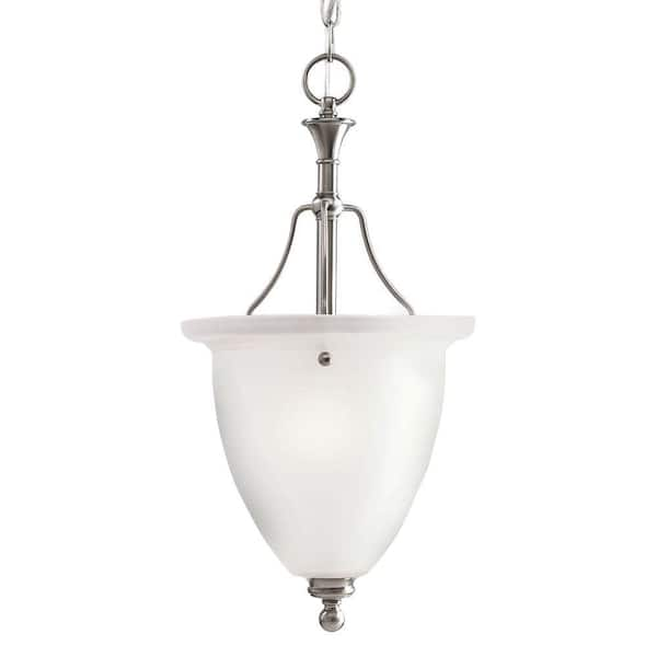 Progress Lighting Madison Collection 1-Light Brushed Nickel Chandelier with Etched Glass