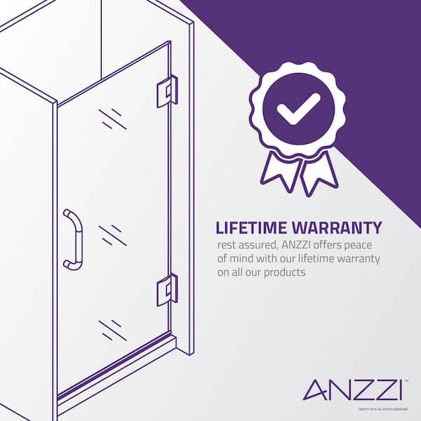 ANZZI Castle Series 49 in. x 72 in. H Hinged Semi-Frameless Shower