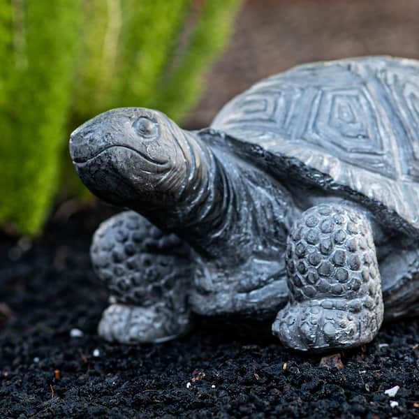 XBRAND 23.82 in. L Gray Concrete/MgO Looking Up Turtle Statue