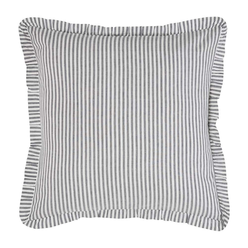 Sawyer Mill Black and White Cotton Euro Sham with Ruffle Edging