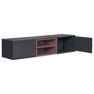 53.1 in. W x 15.35 in. D x 12.2 in. H Bathroom Storage Wall Cabinet in Black with Adjustable Shelf and TV Stand