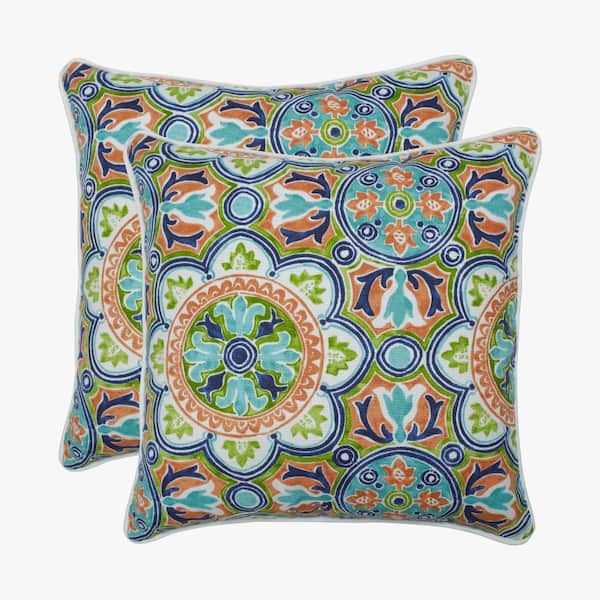 Pillow Perfect Blue Square Outdoor Square Throw Pillow 2-Pack