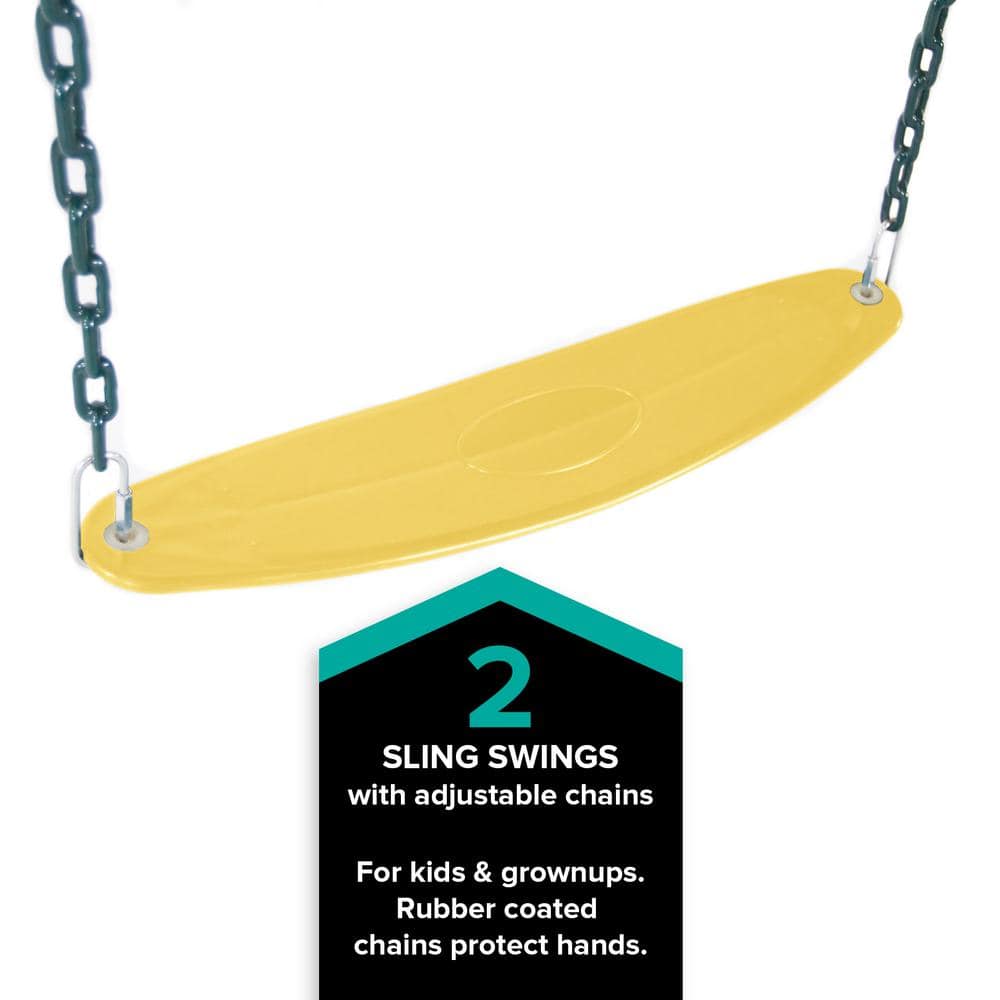 Sherwood Brown Wood Swing Set with Slide and Fort