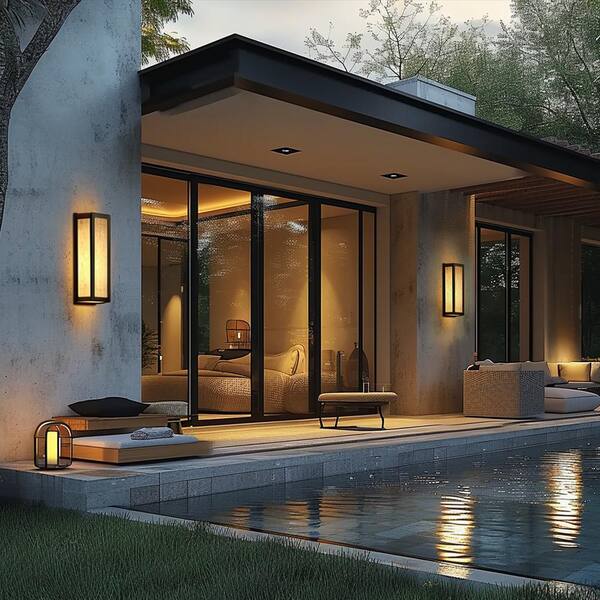 YANSUN 15.7 in. Black Cylinder Modern Integrated LED Indoor