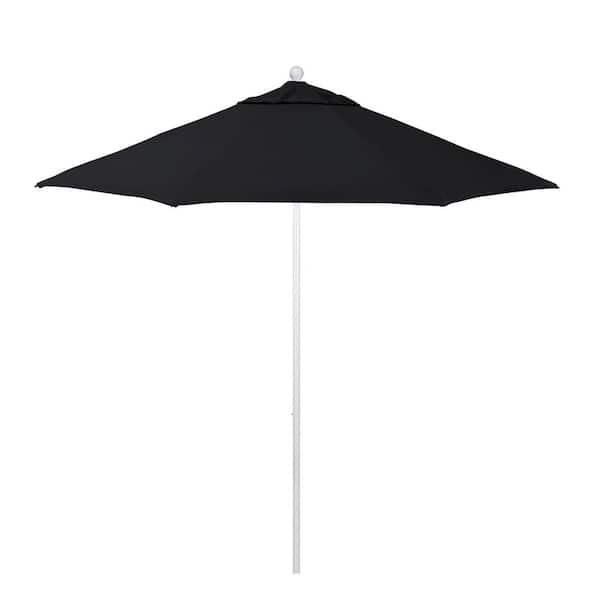 California Umbrella 9 ft. Matted White Aluminum Market Patio Umbrella with Fiberglass Ribs and Push-Lift in Black Pacifica Premium
