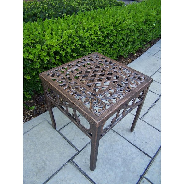 Unbranded Cast Aluminum 17 in. Square Patio Side Table