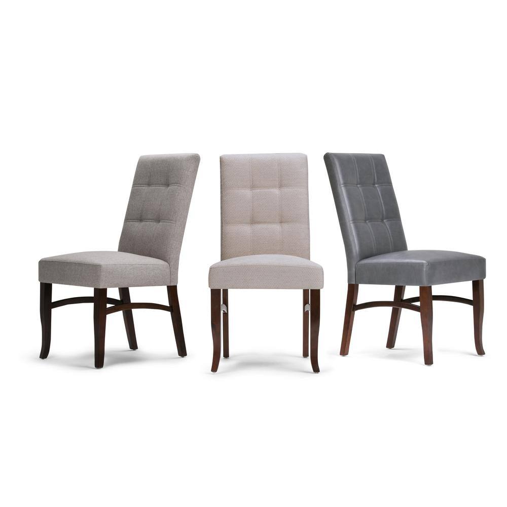 Stone Gray Faux Leather Upholstered Parsons Dining Side Chair
