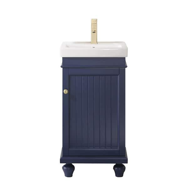 17 in. W x 13 in. D Vanity in Blue with Ceramic Vanity Top in White with White Basin