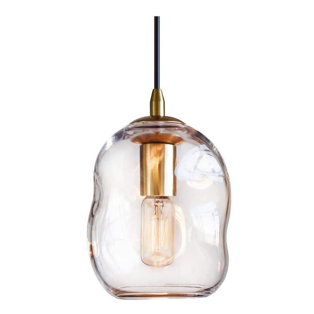 40-Watt 1-Light Clear Modern Integrated LED Pendant Light with Clear Glass 