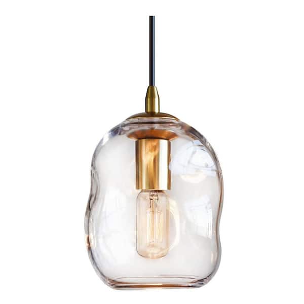 40-Watt 1-Light Clear Modern Integrated LED Pendant Light with Clear Glass Organic Globe