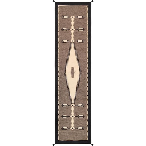 Pasargad Home Tuscany Mocha 3 ft. x 10 ft. Geometric Wool Runner Rug