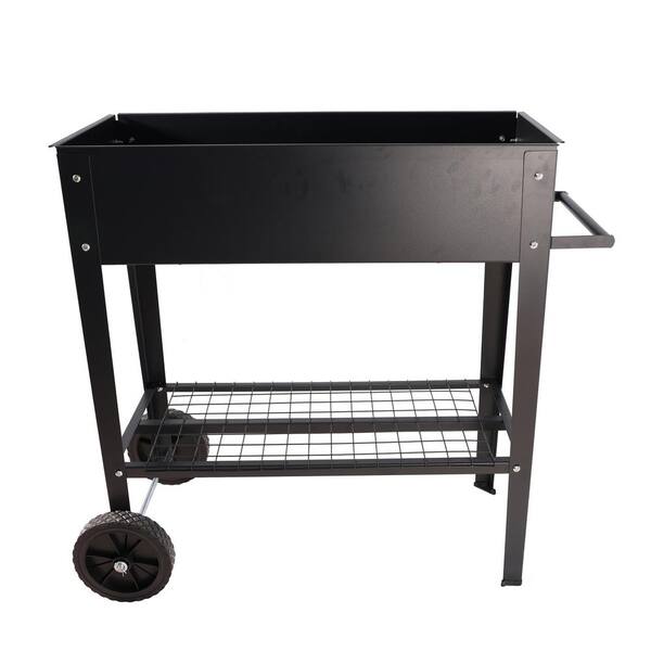 maocao hoom 33 x 16 x 3.5 in. Aveyas Mobile Metal Raised Garden Bed Cart with Legs, Elevated Tall Planter Box with Wheels
