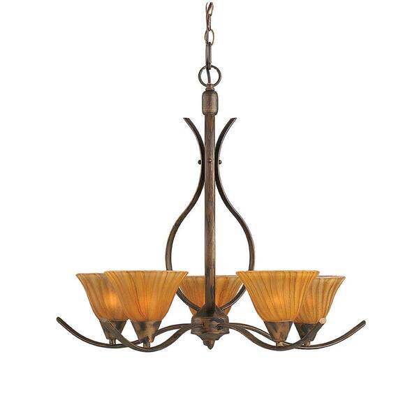 Filament Design Concord 5-Light Bronze Chandelier with Tiger Glass Shade