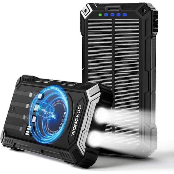 Solar Charger Power Bank-49800mAh Solar Phone Charger with USB-C in/Output, QC 3.0 Fast Charging with LED Flashlight