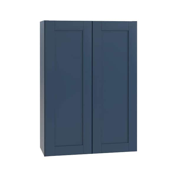 Richmond Valencia Blue Plywood Shaker Stock Ready to Assemble Wall Kitchen Cabinet Sft Cls 30 in W x 12 in D x 36 in H