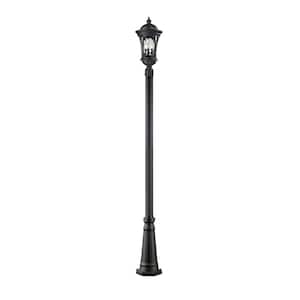 Doma 121 in. 3 Light Black Aluminum Hardwired Outdoor Weather Resistant Post Light Set with No Bulbs Included