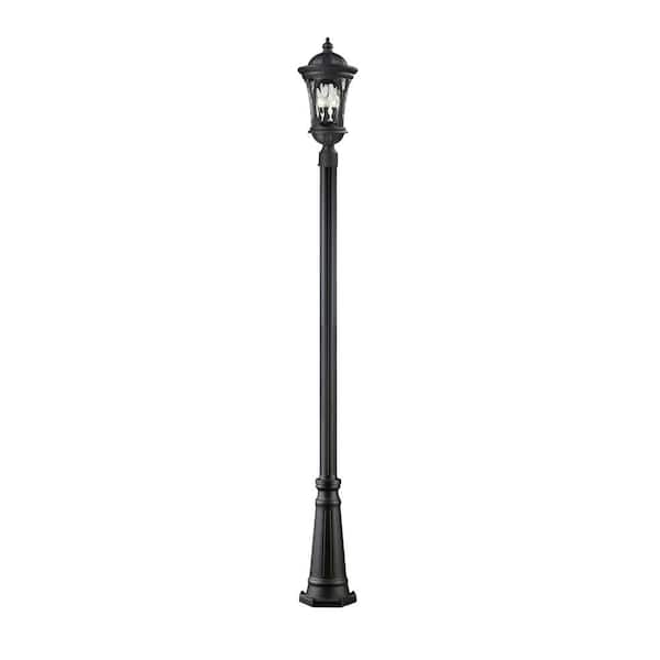 Unbranded Doma 121 in. 3 Light Black Aluminum Hardwired Outdoor Weather Resistant Post Light Set with No Bulbs Included