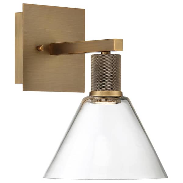 Access Lighting Port Nine 1 Antique Brushed Brass LED Wall Sconce with Clear Glass