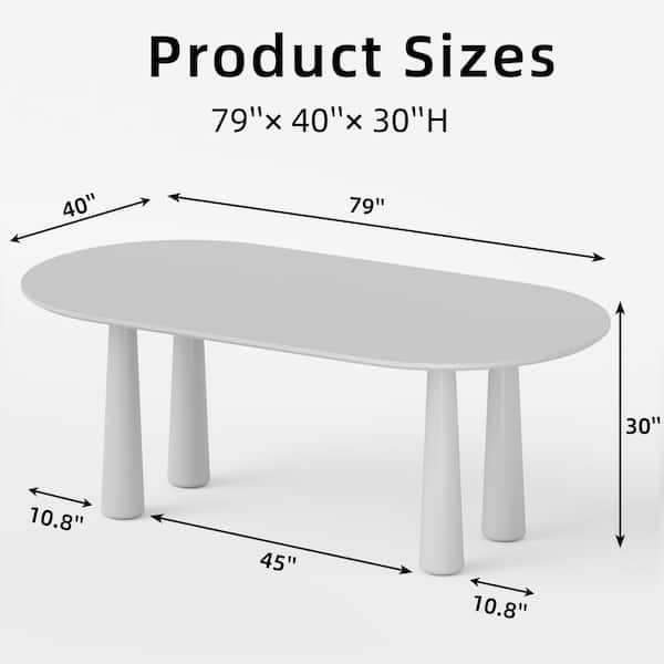 Lirago Oval Black Solid Wood 79 Kitchen Tables 4-Legs Dining