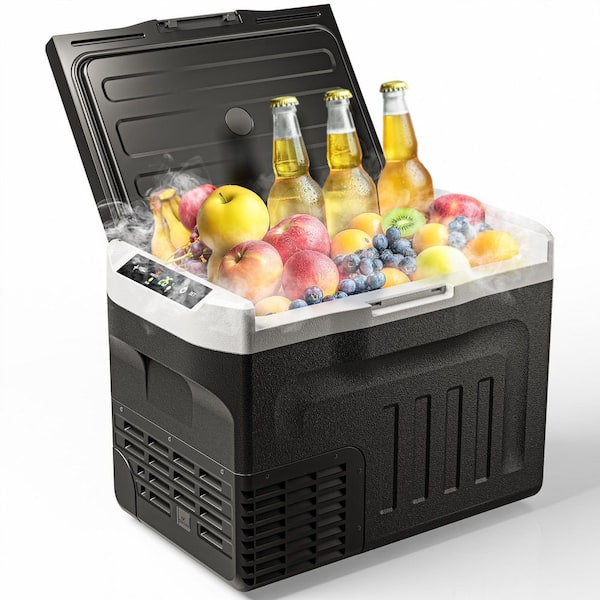 12-Volt 32 qt. Outdoor Portable Fridge in Black, FCC Certification, Large Capacity, Efficient Cooling, -4℉~68℉