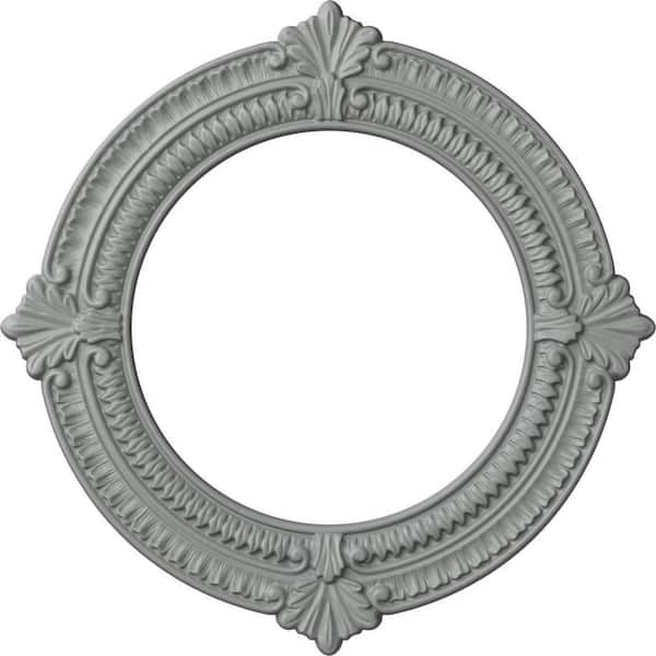 Ekena Millwork 13-1/8" x 8" I.D. x 5/8" Benson Urethane Ceiling Medallion (Fits Canopies upto 8"), Primed White