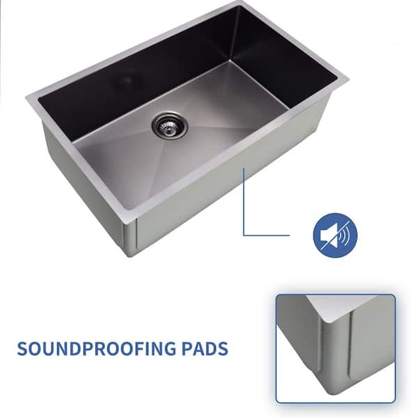 30 in Undermount Single Bowl 18 Gauge Black Stainless Steel Kitchen Sink with Drain and Bottom Grid