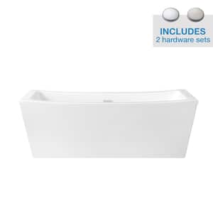 Terra 70 in. Acrylic Freestanding Flatbottom Bathtub in White with Overflow and Drain in Included