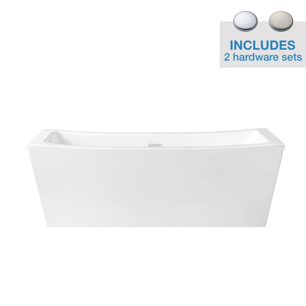 Terra 70'' White Acrylic Freestanding Soaking Bathtub with Faucet