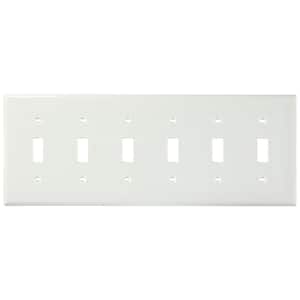 White 6-Gang Toggle Wall Plate (1-Pack)