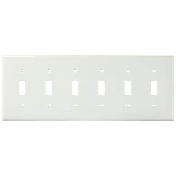 Leviton White 6-Gang Toggle Wall Plate (1-Pack)
