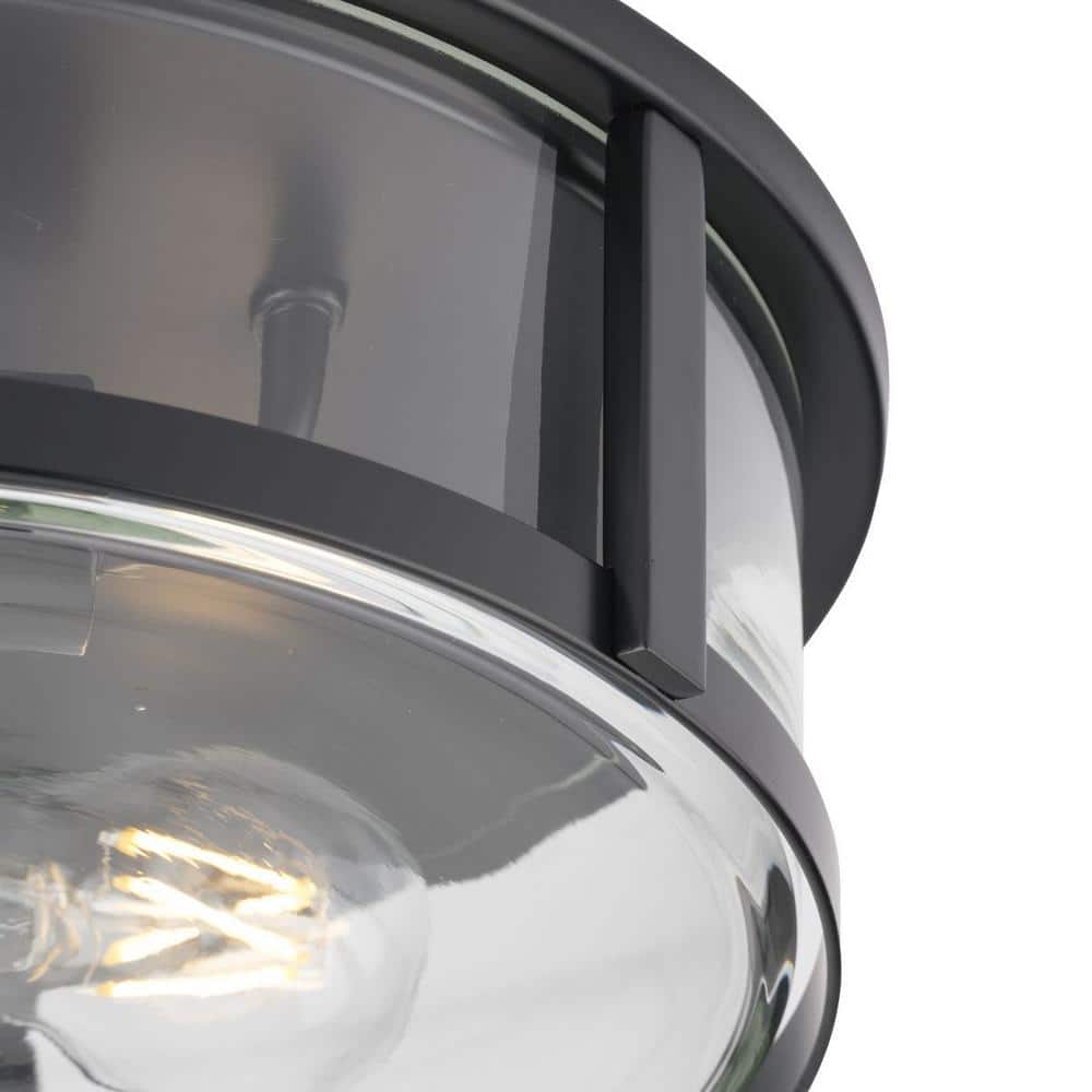 Gilliam Matte Black Glass 2-Light Flush Mount