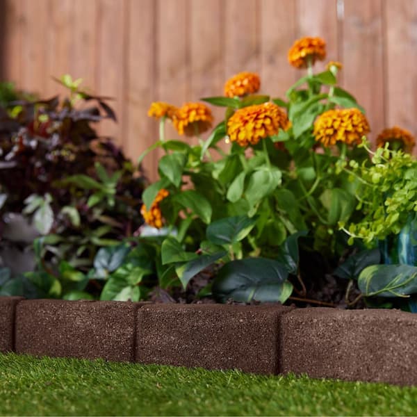 48 in. x 2.5 in. x 3 in. Brown SmartLoc Cobblestone Rubber Edging (4-Pack)