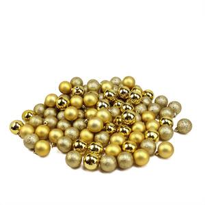 1.5 in. Shatterproof Vegas Gold 4-Finish Christmas Ball Ornaments (96-Count)