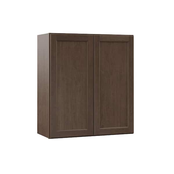Hampton Bay Shaker 27 in. W x 12 in. D x 30 in. H Assembled Wall Kitchen Cabinet in Brindle
