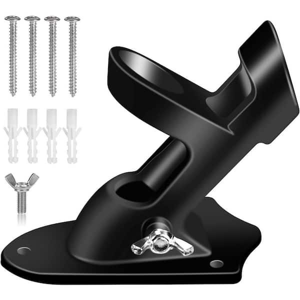 1 in. 2-Position Aluminium Alloy Flag Pole Mounting Bracket Holder with Hardware Rust Free Coated Black