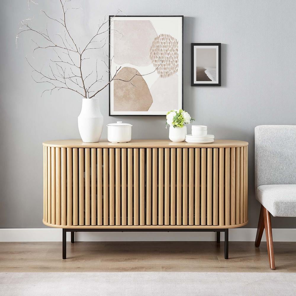 Fortitude 59'' Oak Oval Sideboard with Metal Legs
