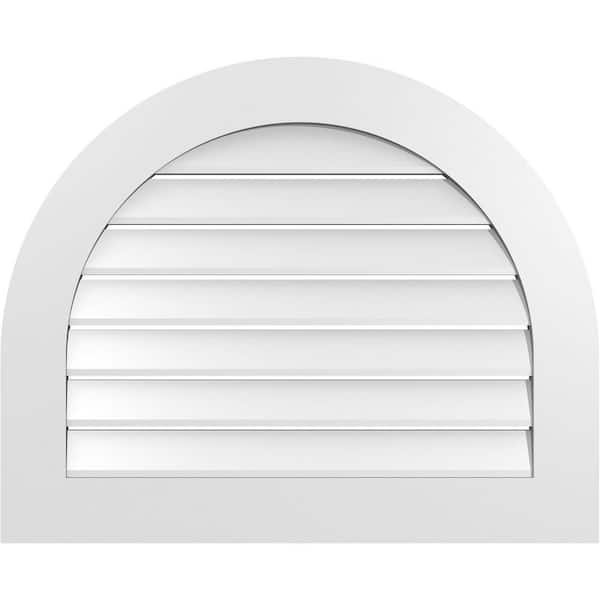 Ekena Millwork 32 in. x 26 in. Round Top Surface Mount PVC Gable Vent: Functional with Standard Frame
