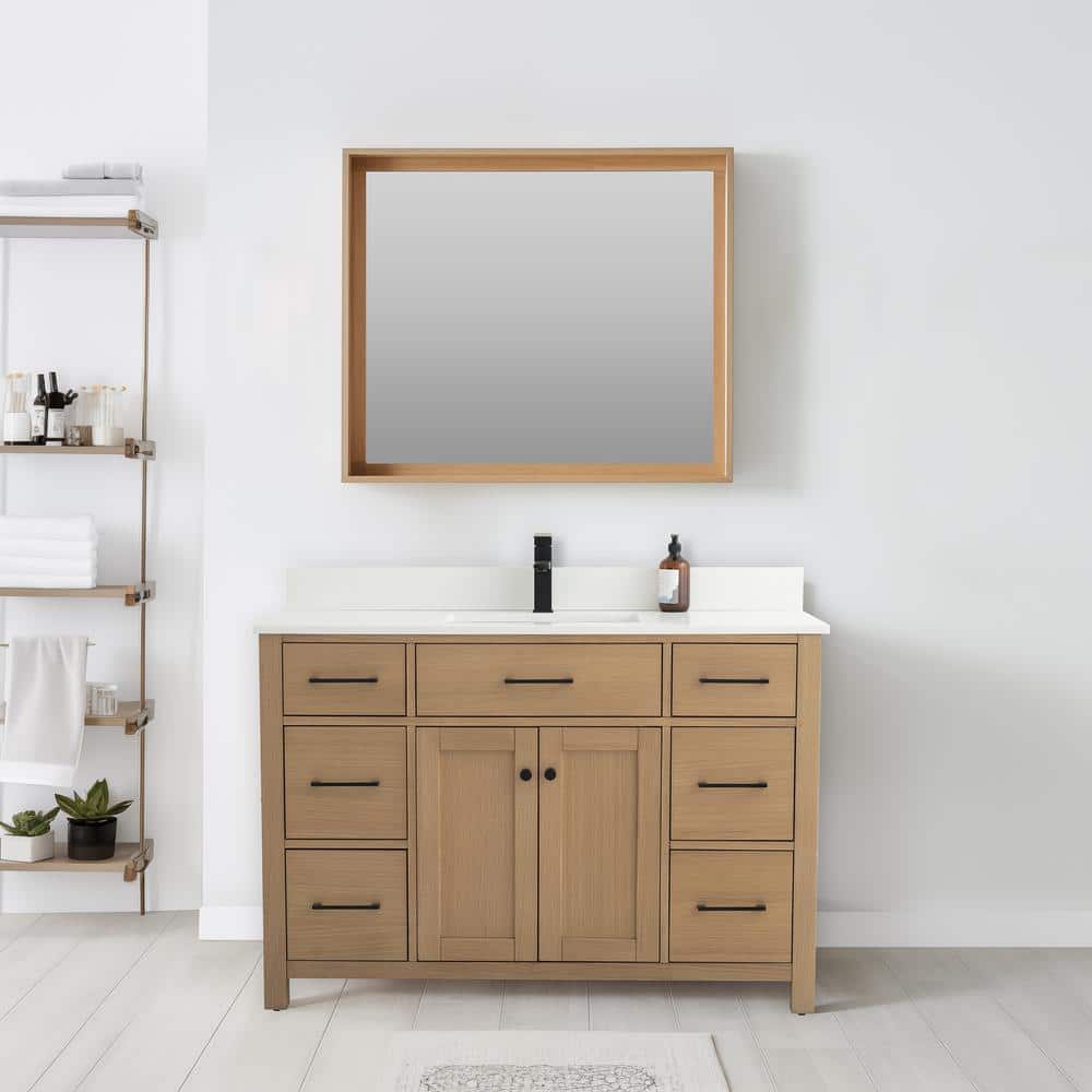 Jacklyn 49" White Oak Freestanding Bath Vanity with Ceramic Basin