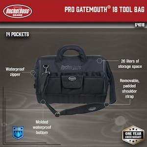 Pro Gatemouth 18 in. All Terrain Bottom Tool Bag with 17 Pockets