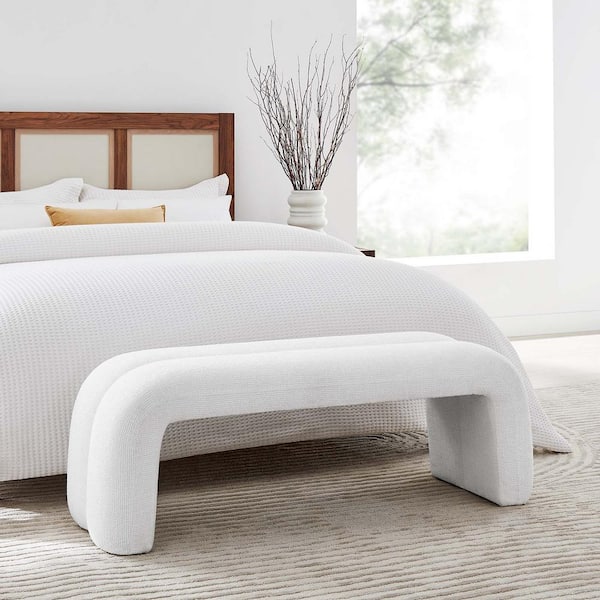 Dax 50. 5 in. Chenille Upholstered Accent Bench in Frost