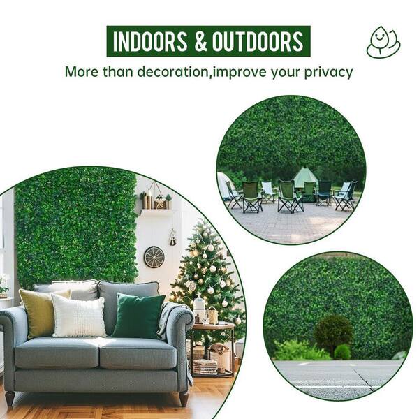 カーテン　ストーンエイジモスグリーン PRIMROSE CARNATION LLC 16 in. x 24 in. Green Artificial Moss Hedge