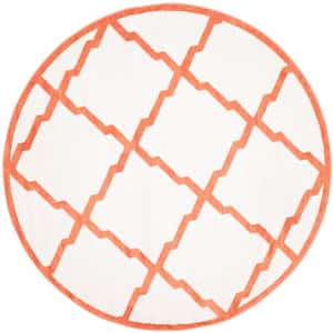 Amherst Beige/Orange 7 ft. x 7 ft. Round Diamond Distressed Area Rug