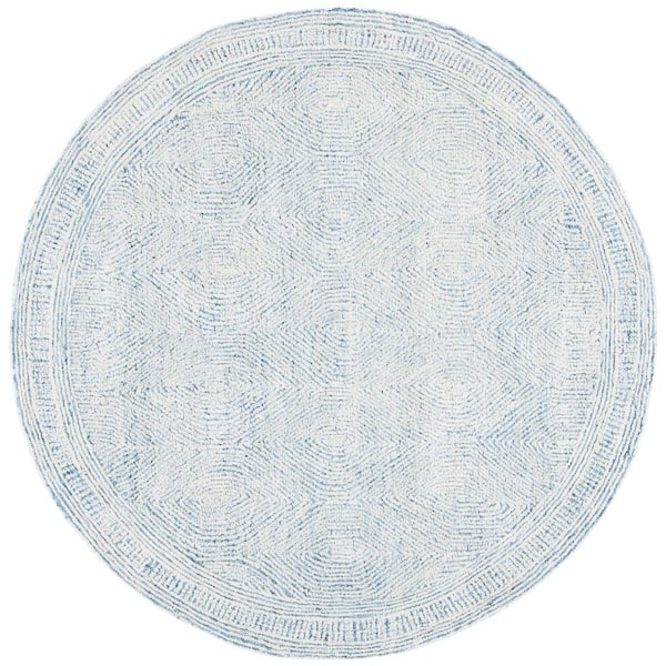 SAFAVIEH Abstract Ivory/Blue 10 ft. x 10 ft. Geometric Round Area Rug
