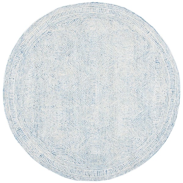 SAFAVIEH Abstract Ivory/Blue 4 ft. x 4 ft. Geometric Round Area Rug