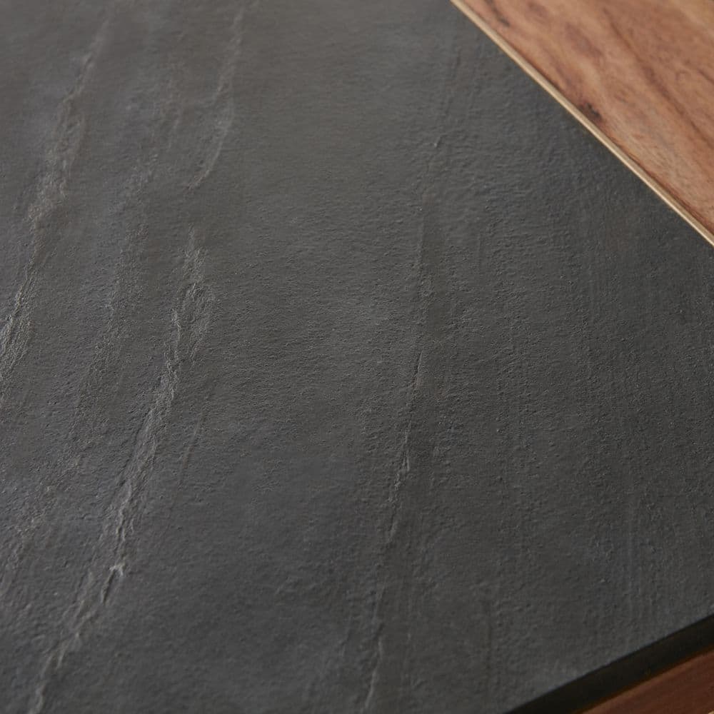Caspian Slate and Natural Acacia Wood Square End Table