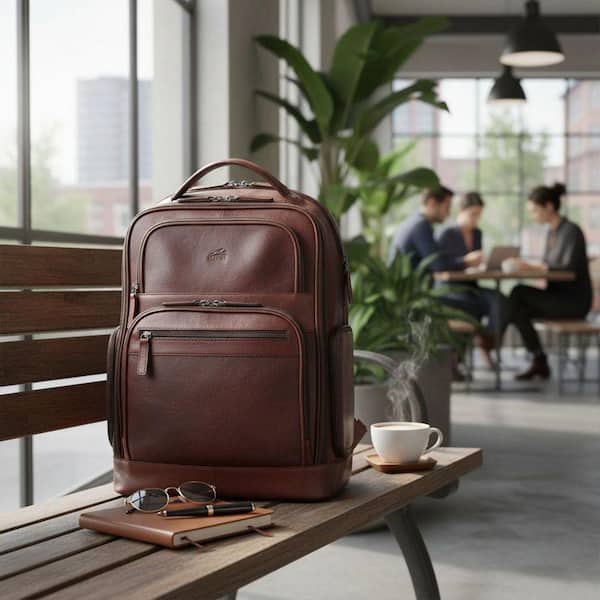 Mancini Buffalo Collection 15.6 in. Brown Leather Backpack for Laptop Mancini Buffalo Collection 15.6 in. Brown Leather Backpack for Laptop